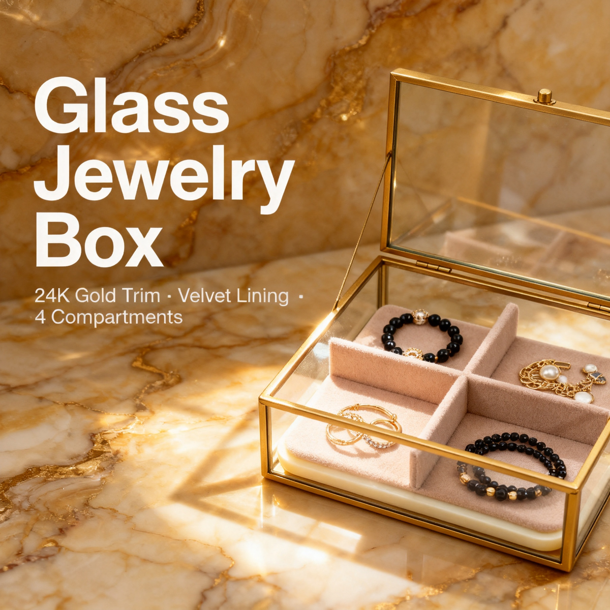🪞 A Transparent Glass Jewelry Organizer Designed To Bring Boutique-Level Elegance Into Your Dressing Space While Keeping Your Treasured Pieces Beautifully Arranged